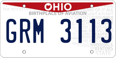 OH license plate GRM3113