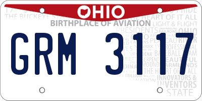 OH license plate GRM3117