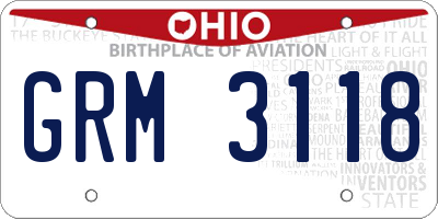 OH license plate GRM3118