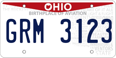 OH license plate GRM3123