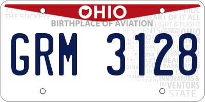 OH license plate GRM3128