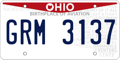 OH license plate GRM3137