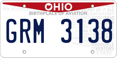OH license plate GRM3138