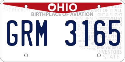 OH license plate GRM3165
