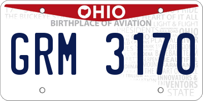 OH license plate GRM3170