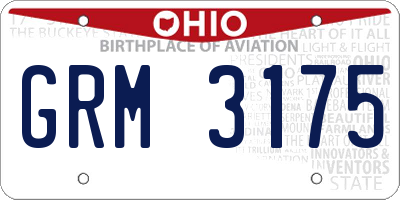 OH license plate GRM3175