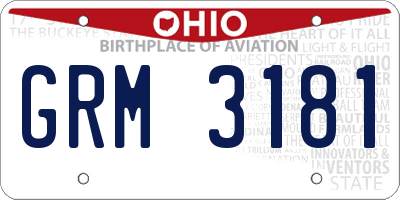OH license plate GRM3181