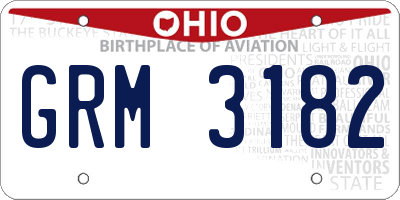 OH license plate GRM3182