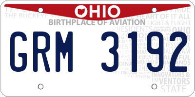 OH license plate GRM3192