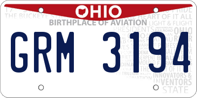 OH license plate GRM3194