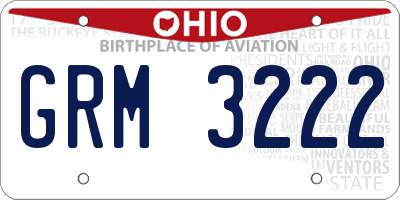 OH license plate GRM3222