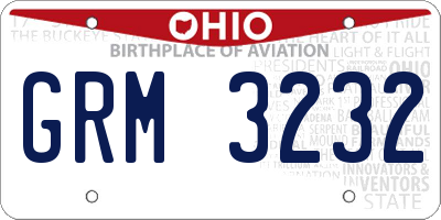 OH license plate GRM3232