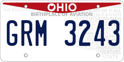 OH license plate GRM3243