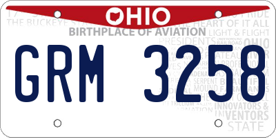 OH license plate GRM3258