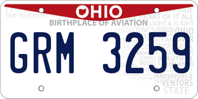 OH license plate GRM3259