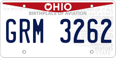 OH license plate GRM3262