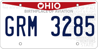 OH license plate GRM3285