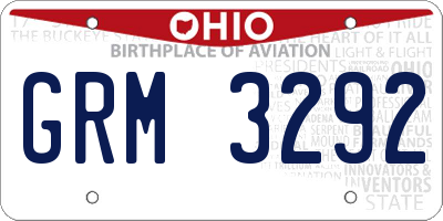 OH license plate GRM3292