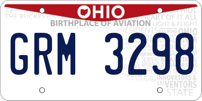 OH license plate GRM3298