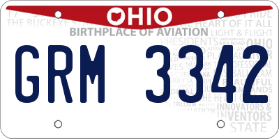 OH license plate GRM3342