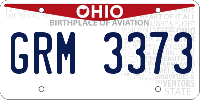 OH license plate GRM3373