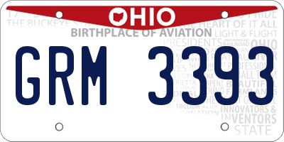 OH license plate GRM3393