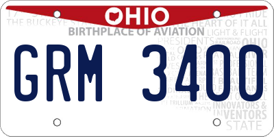 OH license plate GRM3400