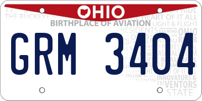 OH license plate GRM3404