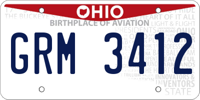 OH license plate GRM3412