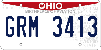 OH license plate GRM3413