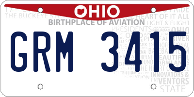 OH license plate GRM3415