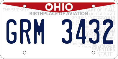 OH license plate GRM3432