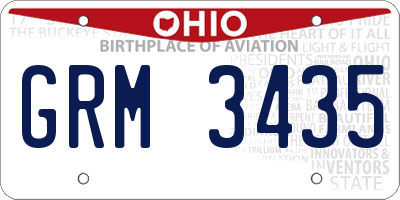 OH license plate GRM3435
