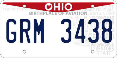 OH license plate GRM3438