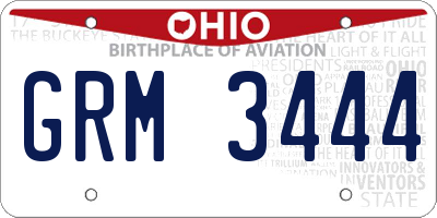 OH license plate GRM3444