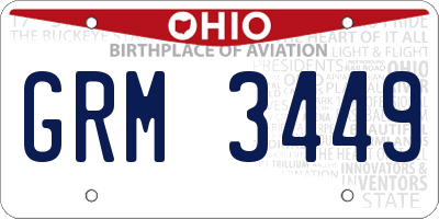 OH license plate GRM3449