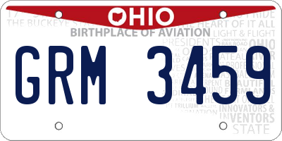 OH license plate GRM3459