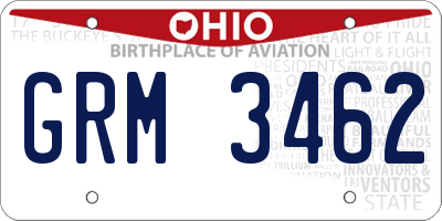 OH license plate GRM3462