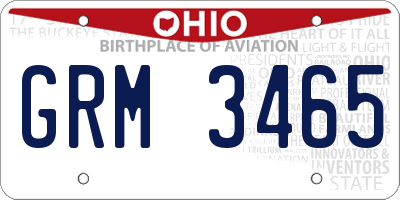 OH license plate GRM3465