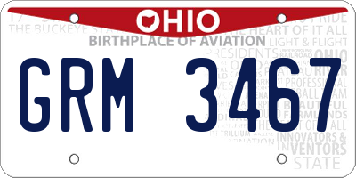 OH license plate GRM3467