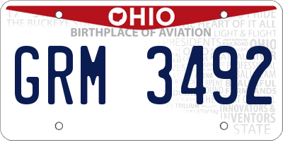 OH license plate GRM3492