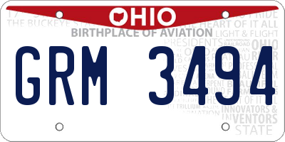 OH license plate GRM3494
