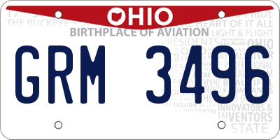 OH license plate GRM3496