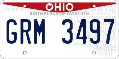 OH license plate GRM3497