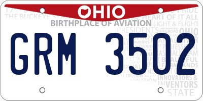OH license plate GRM3502