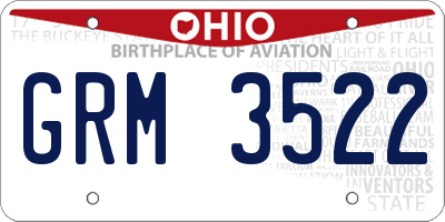 OH license plate GRM3522