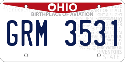 OH license plate GRM3531