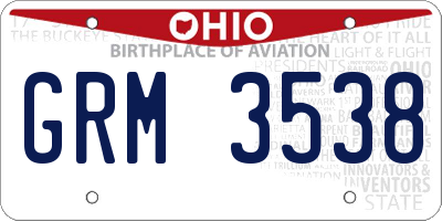 OH license plate GRM3538