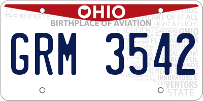 OH license plate GRM3542
