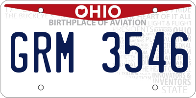 OH license plate GRM3546